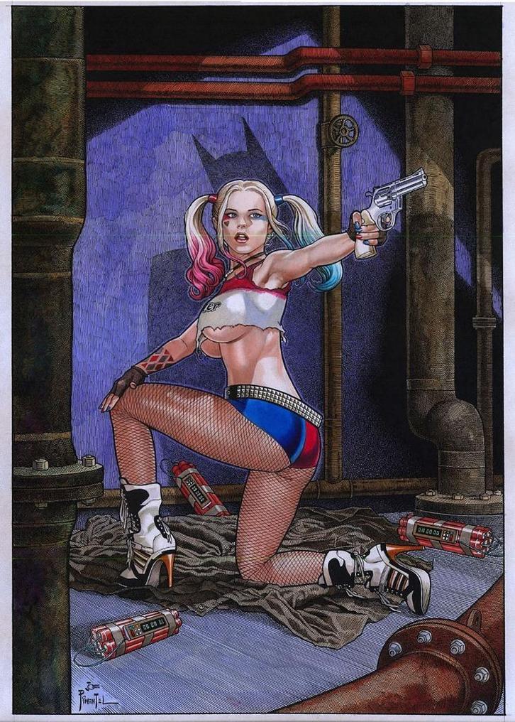 Joe Pimentel 'Harley Quinn2' color art print getekend verso, Antiek en Kunst, Kunst | Litho's en Zeefdrukken, Verzenden