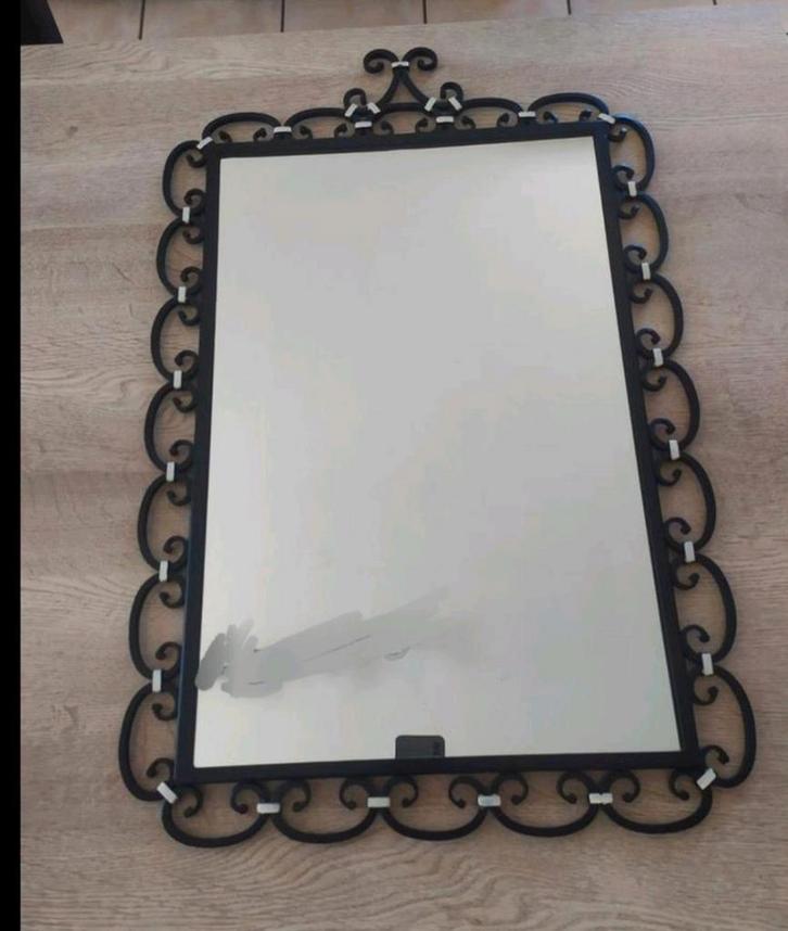 Grote spiegel met smeedijzeren rand, Antiek en Kunst, Antiek | Spiegels, 50 tot 100 cm, Minder dan 100 cm, Rechthoekig, Ophalen