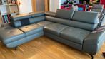 Grijze Leren Bank met Hoofdsteun, Bedfunctie & Opslag, Huis en Inrichting, Ophalen, 250 tot 300 cm, Hoekbank, Leer