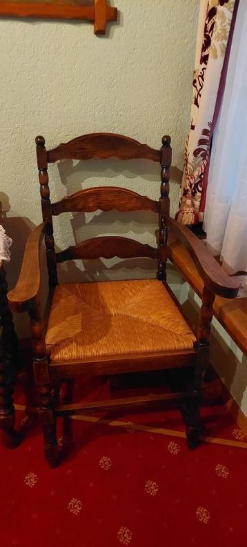 Ladderback armstoel – rustieke boerenstijl – rieten zitting  beschikbaar voor biedingen