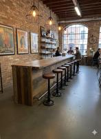 8 Industriele Necchi barkrukken metaal zitting Leer Cognac, Neuf, Avec repose-pieds, Enlèvement, Cuir