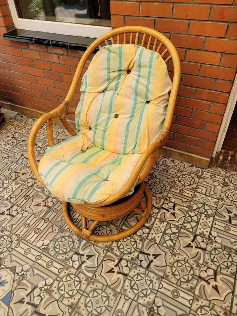 Rotan zetel met kussen (draaien om as + licht schommelen), Ophalen