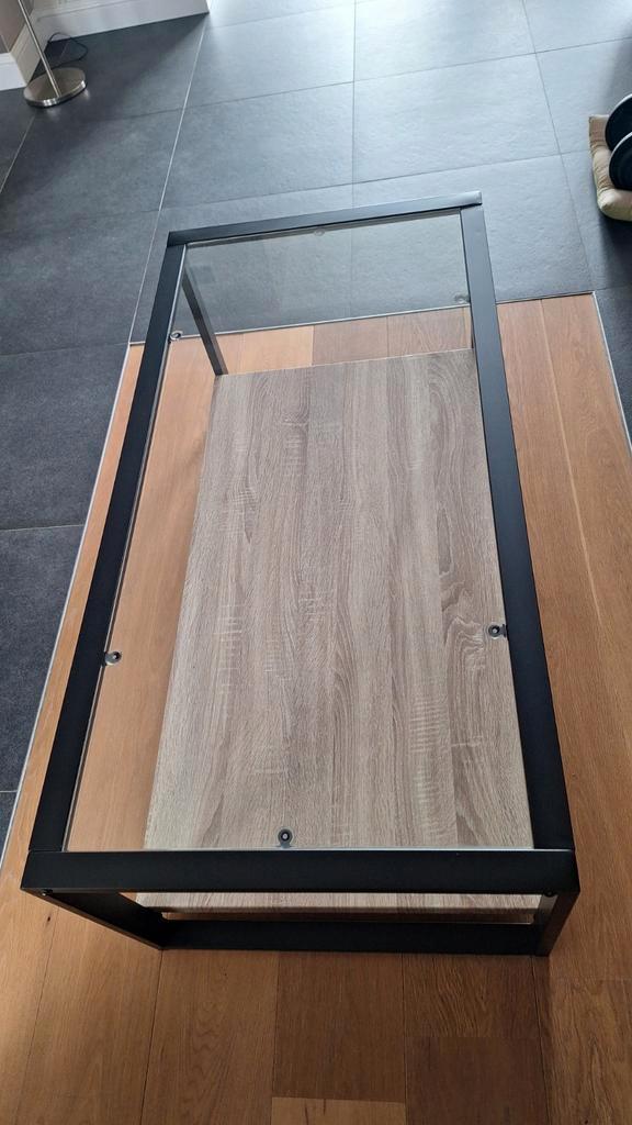 Table salon metal & verre (120x60x46), Huis en Inrichting, Tafels | Salontafels, Zo goed als nieuw, Minder dan 50 cm, 50 tot 100 cm