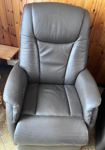 Fauteuil électrique en cuir brun, Maison & Meubles, Fauteuils, Enlèvement, Utilisé, Cuir