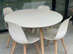 Tuintafel wit gehard glas, diameter 106cm met 4 stoelen, Tuin en Terras, Ophalen, Gebruikt, Overige materialen