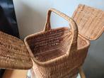 antieke handgemaakte geweven rieten picknickmand, Ophalen of Verzenden, Gebruikt, Riet, Mand