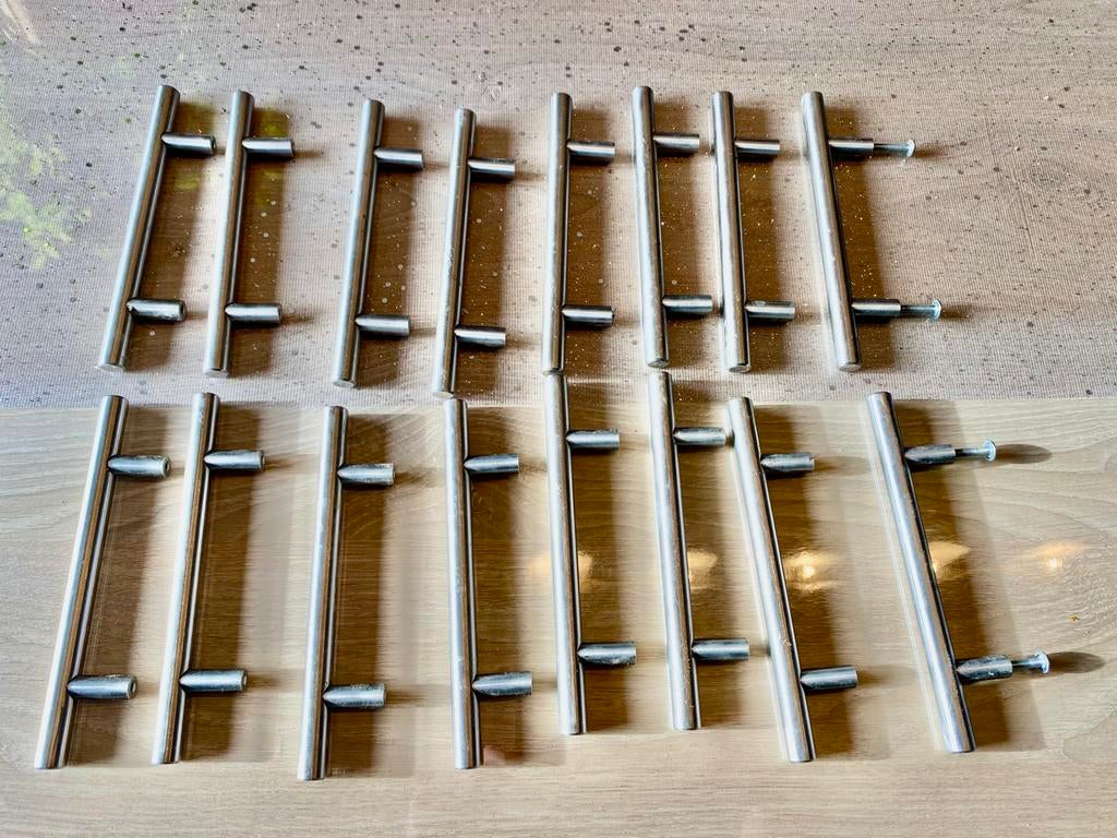16 Poignées de porte en inox, Bricolage & Construction, Enlèvement, Comme neuf, Inox