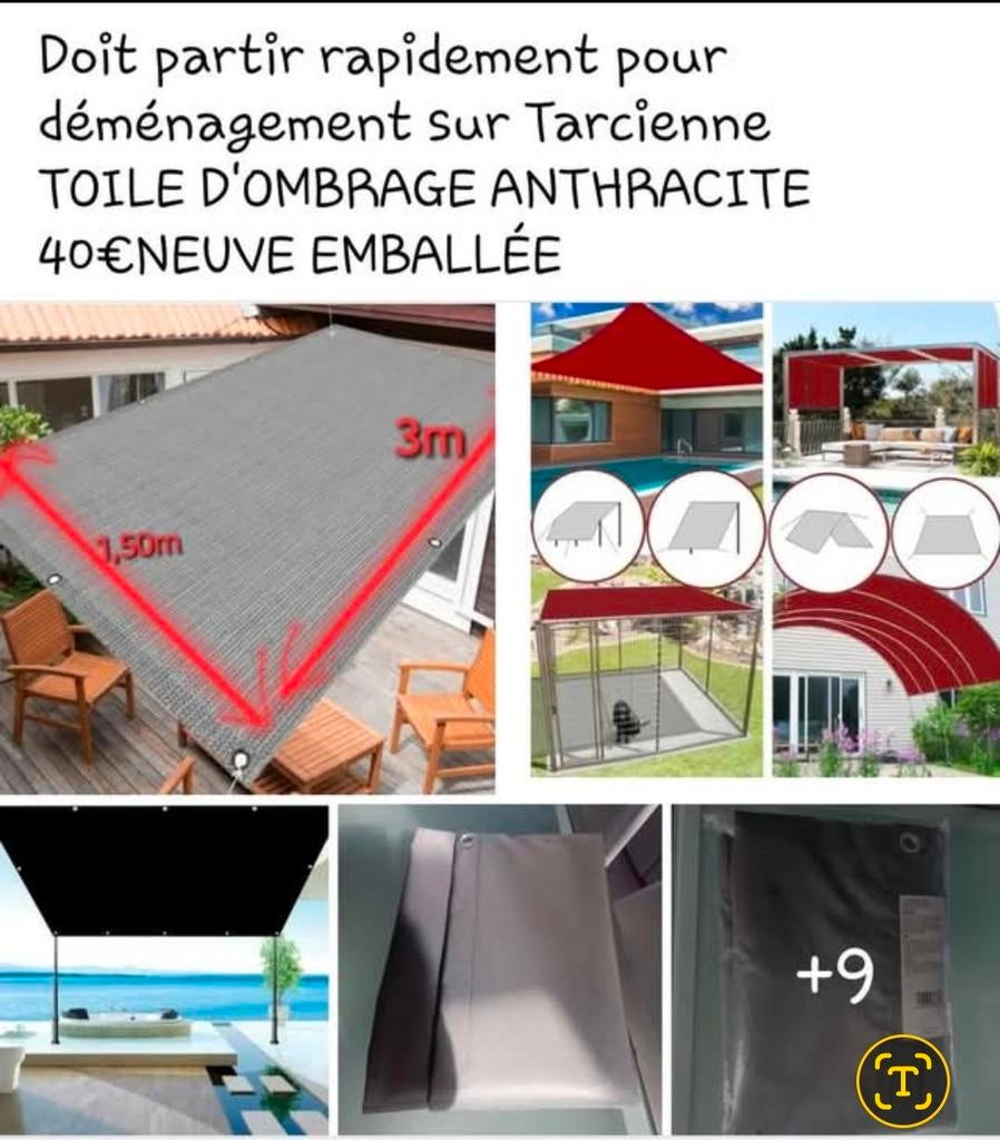 Toile d'ombrage NEUVE EMBALLÉE, Jardin & Terrasse