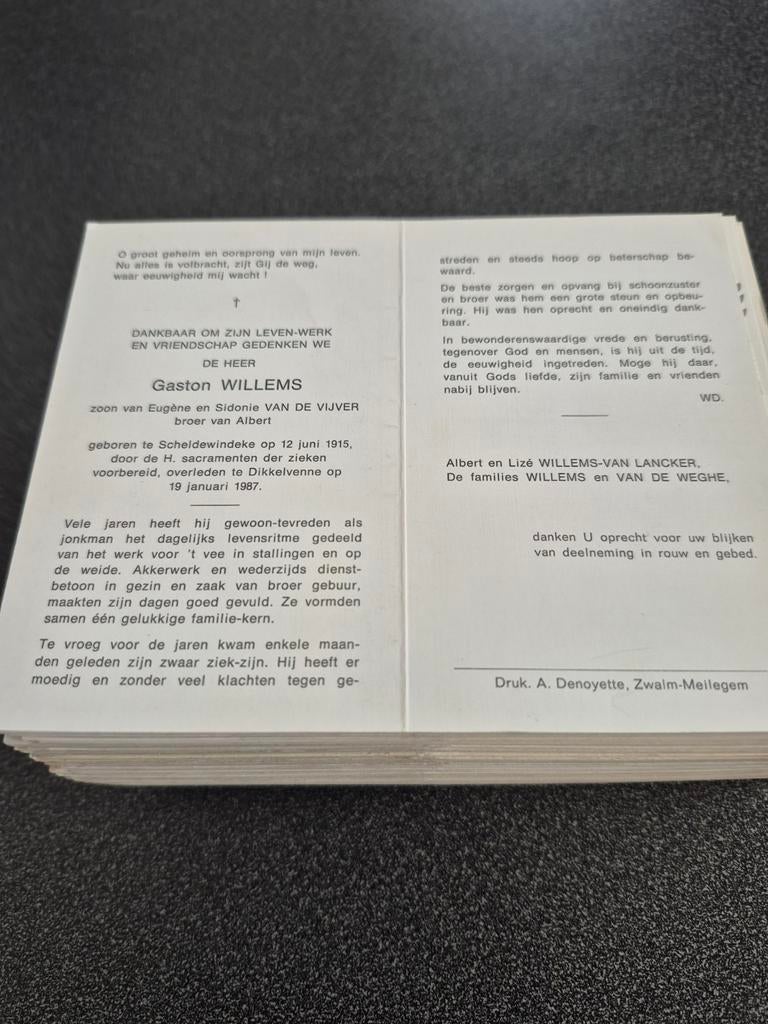 Bidprentjes Scheldewindeke, Ophalen of Verzenden