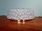 Grote plafondlamp in messing en matglas, Hillebrand, 1970, Ophalen of Verzenden