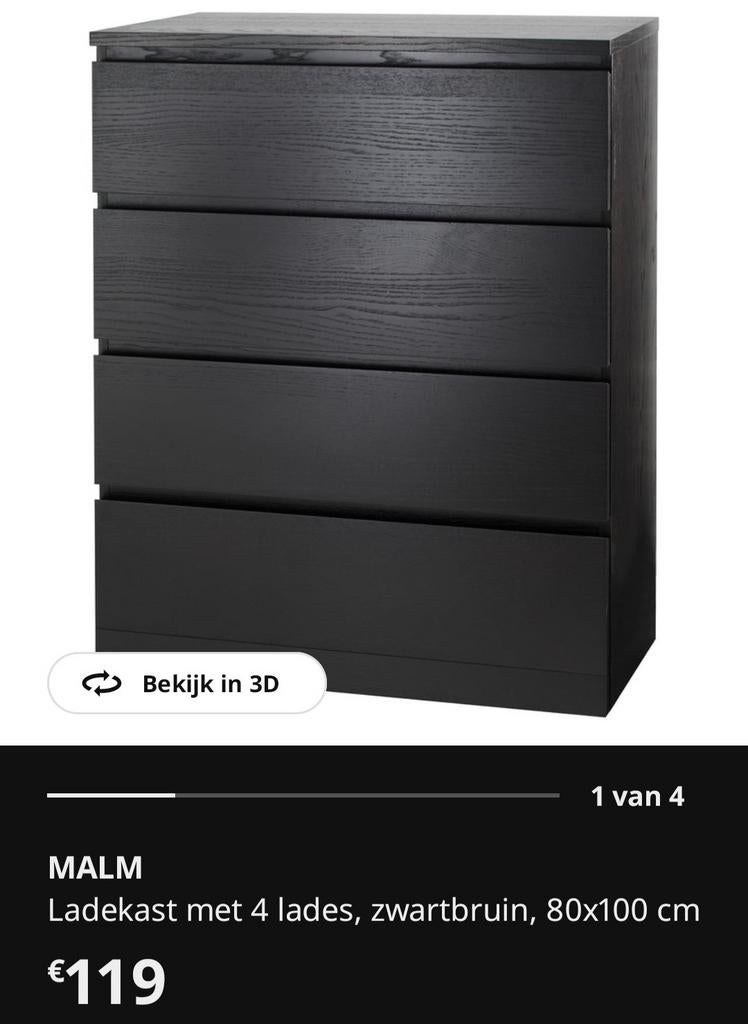 2 Malm kasten zwartbruin van Ikea., Antiquités & Art, Antiquités | Meubles | Armoires, Enlèvement