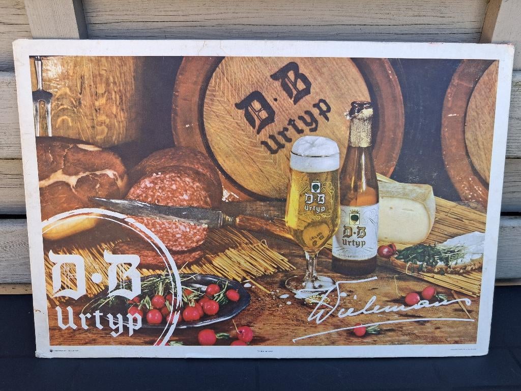 oud reclamebord  DB URTYP taxzegel 2F, Ophalen of Verzenden, Gebruikt, Reclamebord