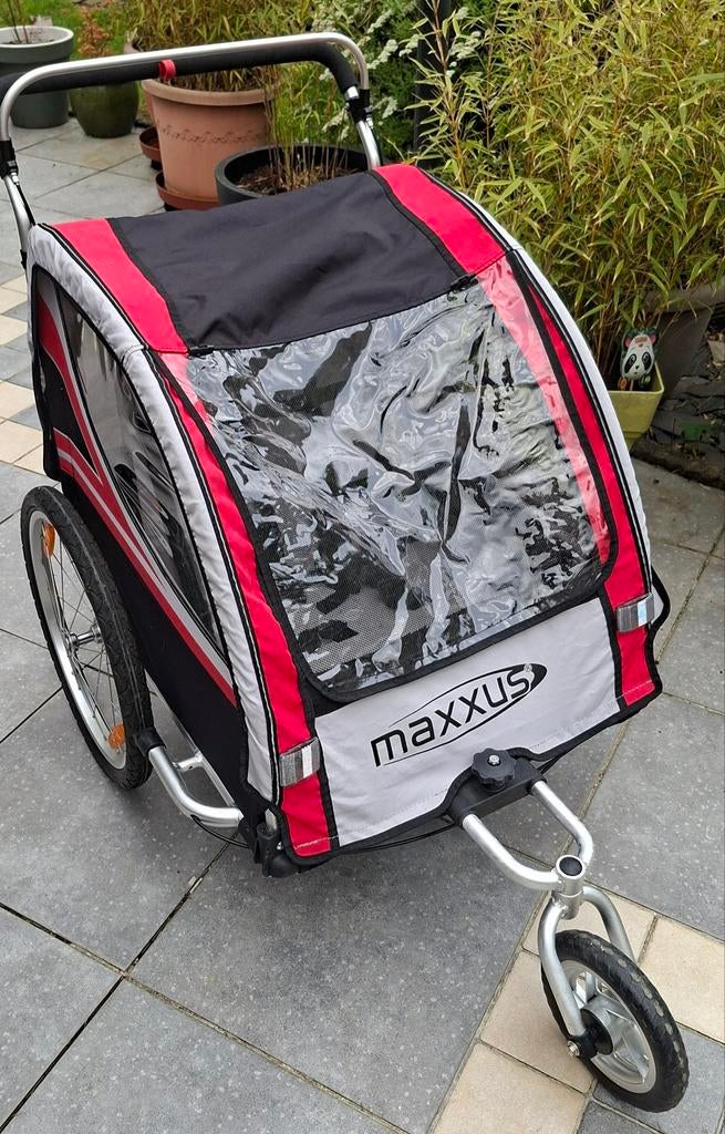 Remorque vélo enfants et poussette Maxxus excellent état, Pliable, 20 à 40 kg, Comme neuf, Enlèvement