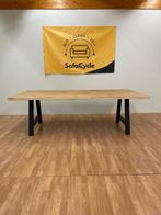 Massief eiken eettafel – metalen poten (NIEUW), Antiek en Kunst, Ophalen of Verzenden