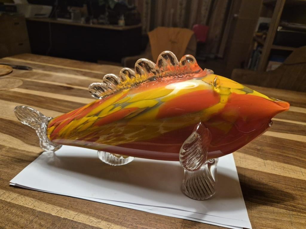 Vintage Murano-stijl Glazen Vis – Handgeblazen Jaren '70, Ophalen