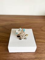 Vintage design zilveren ring met edelsteentjes, Gebruikt, 20 of groter, Ophalen of Verzenden, Met edelsteen