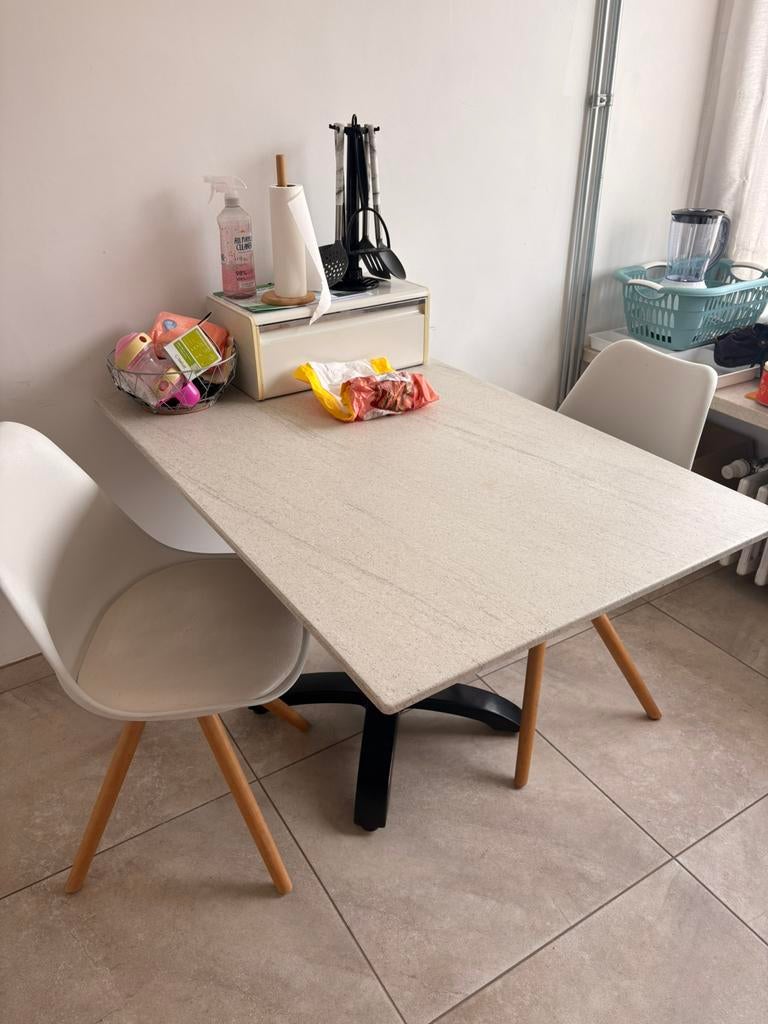 Inox tafel (met 2 gratis stoelen), Enlèvement, Utilisé