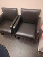 3x zwarte ledere stoelen op wieltjes zo goed als nieuw !, Moins de 75 cm, Comme neuf, Enlèvement, 50 à 75 cm