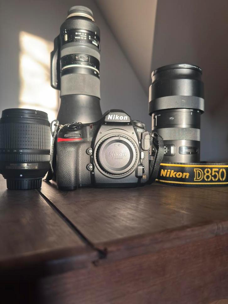 Nikon D850 inclusief 3 lenzen, Audio, Tv en Foto, Fotocamera's Digitaal, Gebruikt, Ophalen