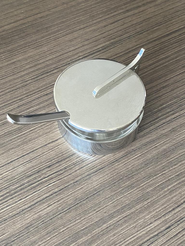 Serveerpotje met lepel van BALZANO Italy, Maison & Meubles, Cuisine | Vaisselle, Enlèvement ou Envoi, Comme neuf, Verre, Autres types