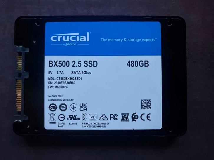 Crucial BX500 500GB 2.5 SSD, Informatique & Logiciels, Disques durs, Utilisé, SATA, Enlèvement