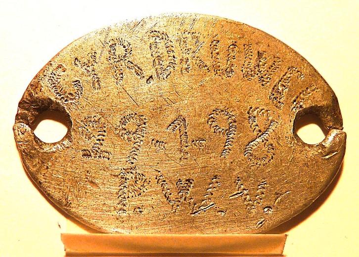 Identificatieplaatje Belgisch militair WO I, Collections, Objets militaires | Général, Enlèvement ou Envoi