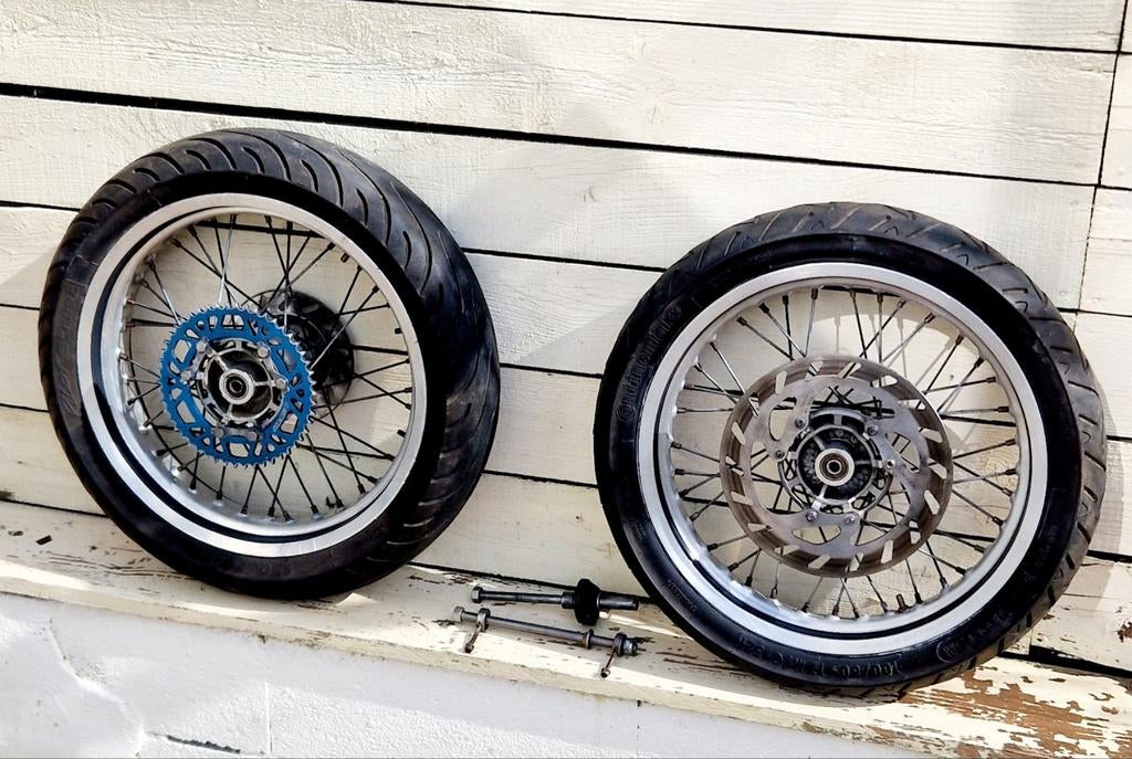 Paire de roues supermotard Derbi Senda Xrace Xtrem complète, Vélos & Vélomoteurs, Pièces de cyclomoteur | Général, Envoi