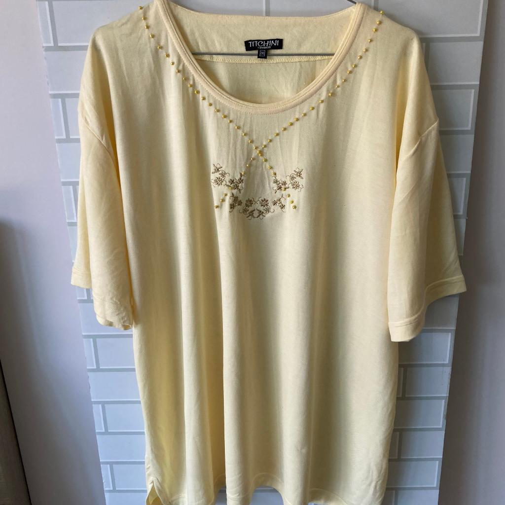 TITCHINI -lichtgeel t.shirt met motief -2XL, Kleding | Dames, Grote Maten, Geel, Zo goed als nieuw, TITCHINI, Shirt of Top