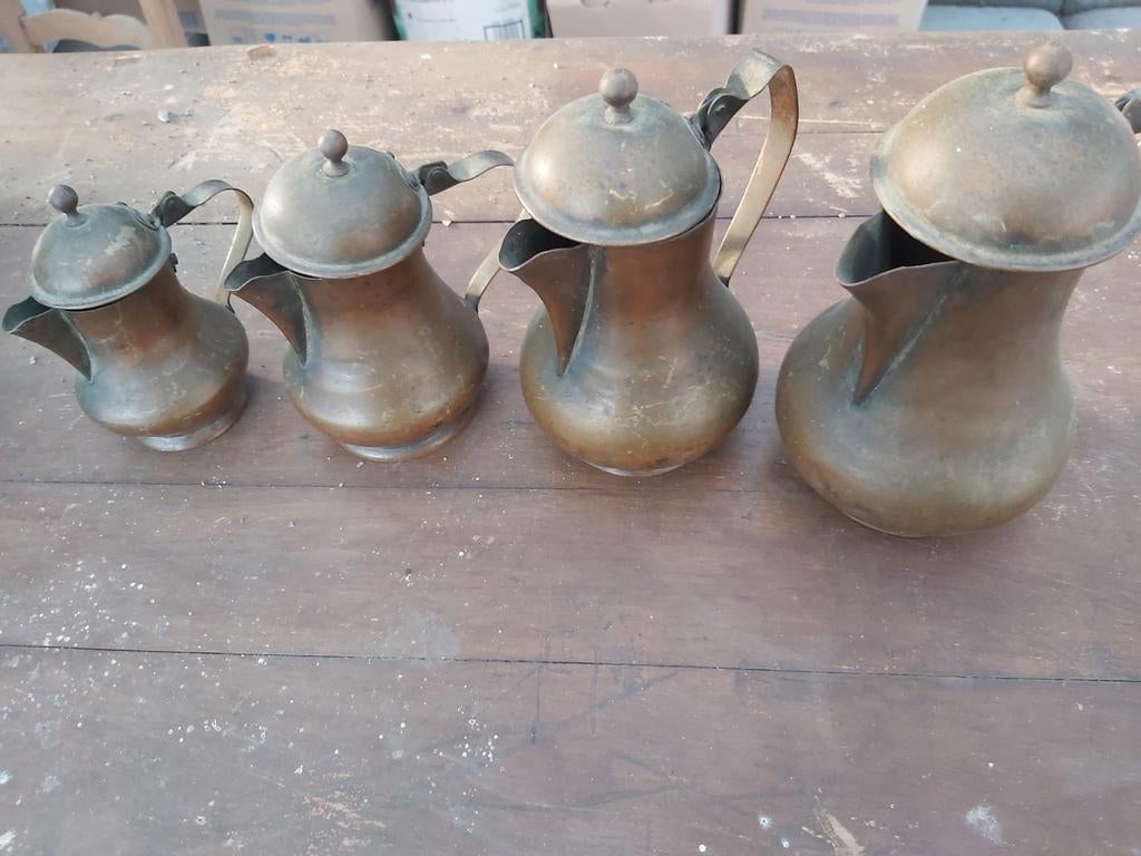 4 Petites cruches en cuivre, Antiquités & Art