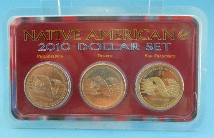 U.S.A.- Muntcoll.-Native American-2010 Dollar Set - Proof, Postzegels en Munten, Munten en Bankbiljetten | Verzamelingen, Munten