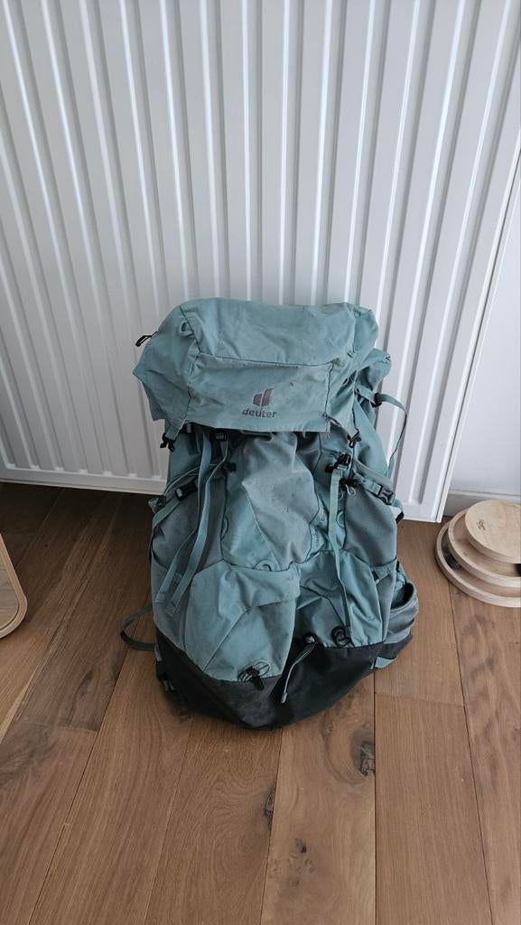 Trekrugzak Deuter lichtblauw 45 + 10 liter, Ophalen, Gebruikt, Rugzak