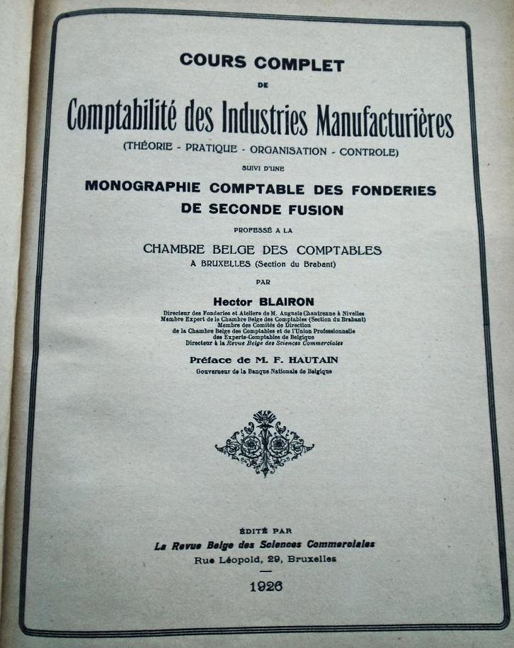 Cours de comptabilité [industries manufacturières] - 1926, Livres, Économie, Management & Marketing, Utilisé, Comptabilité et administration