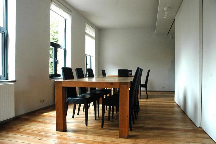 Grote massief houten eettafel + 6 stoelen, Maison & Meubles, Tables | Tables à manger, Utilisé, 100 à 150 cm, 200 cm ou plus, Cinq personnes ou plus