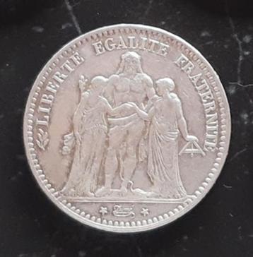 5 Francs 1875 Hercules, muntteken "A" Parijs Zilver 0.900 beschikbaar voor biedingen