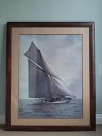 Grand imprimé nautique avec cadre en bois, Enlèvement, Comme neuf