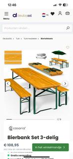 Picktafel en banken, Tuin en Terras, Picknicktafels, Gebruikt, Ophalen of Verzenden, Inklapbaar, Rechthoekig