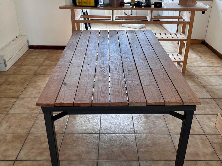 Table ikea « hack » bois/ metal, Huis en Inrichting, Tafels | Salontafels, Gebruikt, 50 tot 100 cm, 100 tot 150 cm, Rechthoekig