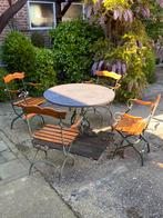 4 terrasstoelen met ronde tafel, Tuin en Terras, Ophalen, Zo goed als nieuw