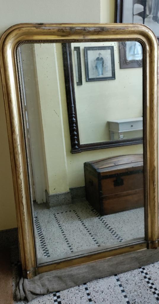 Ancien miroir Louis Philippe doré feuille d'or 104 x 160, Antiquités & Art, Antiquités | Miroirs, Enlèvement