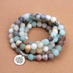 Amazoniet mala armband met Lotus bedel, Ophalen of Verzenden, Nieuw, Met bedels of kralen