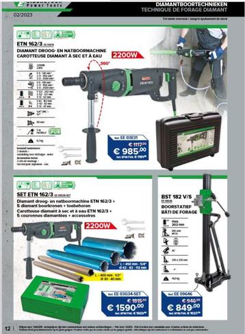 Nieuwe eibenstock 2200 w ETN 162/3 kernboormachine in promop