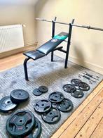 Verstelbare halterbank + halters + 65 kilo gewicht, Sport en Fitness, Ophalen, Gebruikt, Rug, Fitnessbank