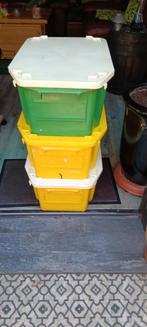 3 zeer sterke stapelboxen voor bv. garage  kelder of tuinhui, Utilisé, Enlèvement ou Envoi