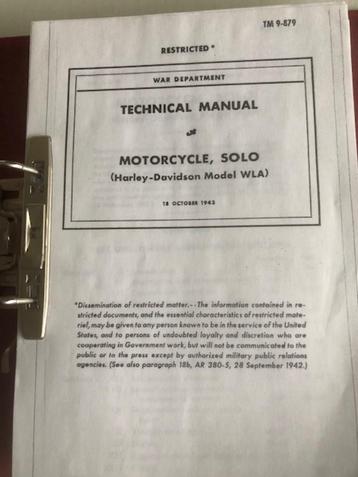 Harley Davidson WLA technical manual beschikbaar voor biedingen
