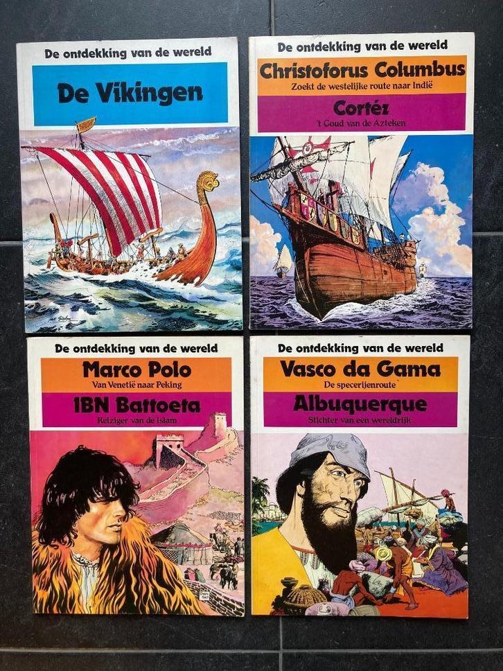 Ontdekkingen van de wereld * 4 strips 1979 , Helmond, Boeken, Stripverhalen, Zo goed als nieuw, Complete serie of reeks, Ophalen of Verzenden