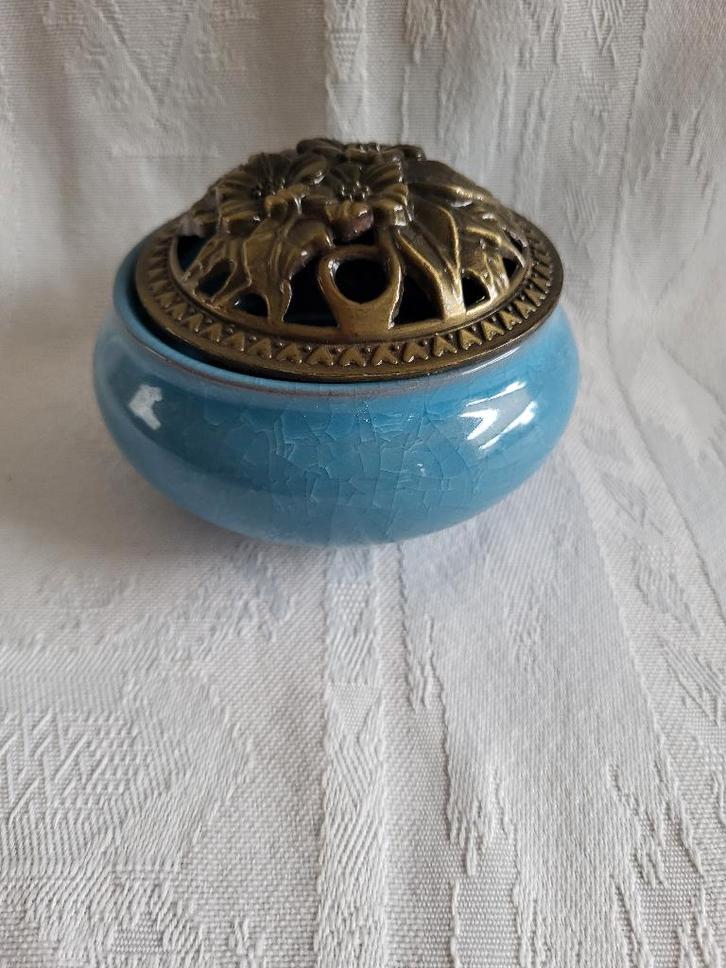 Brûle-encens en céramique bleu, Antiquités & Art, Curiosités & Brocante, Enlèvement ou Envoi