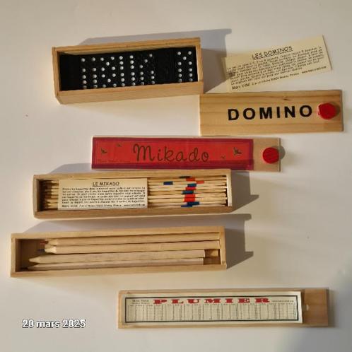 Natuurlijk hout, 1 Mikado-spel, 1 dominospel en 8, Hobby en Vrije tijd, Gezelschapsspellen | Bordspellen, Nieuw, Een of twee spelers
