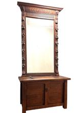 Coffre avec miroir fin 19e chêne massif, Antiquités & Art, Enlèvement