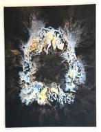 Abstract Modern Acryl canvas 60*80cm - zwart/blauwzilver/gou, Ophalen