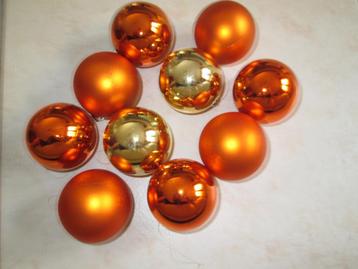 Boules (10) de Noël ton orange et jaune., Divers, Noël, Enlèvement ou Envoi, Comme neuf